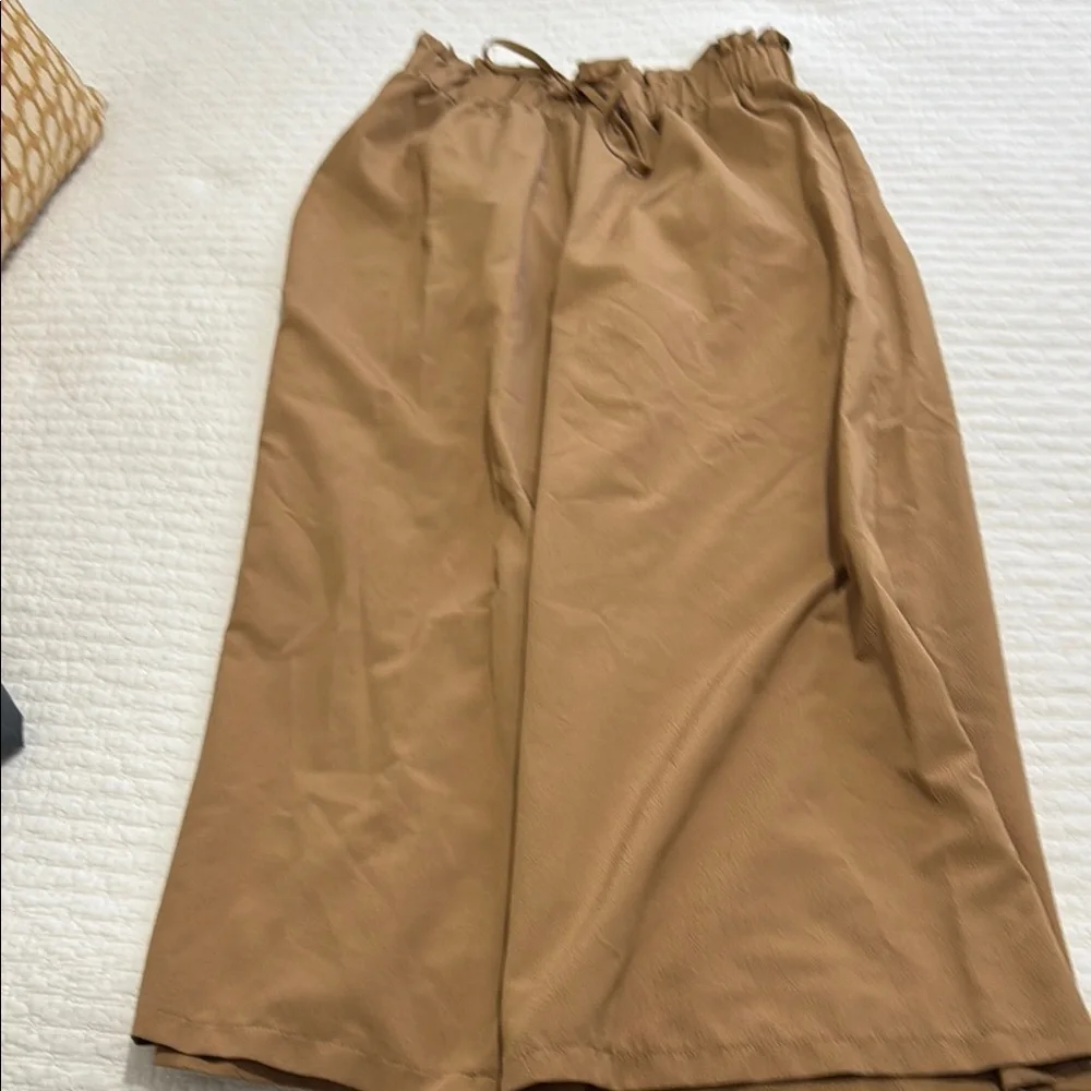 TAN A-Line Midi Skirt for Casual Wear